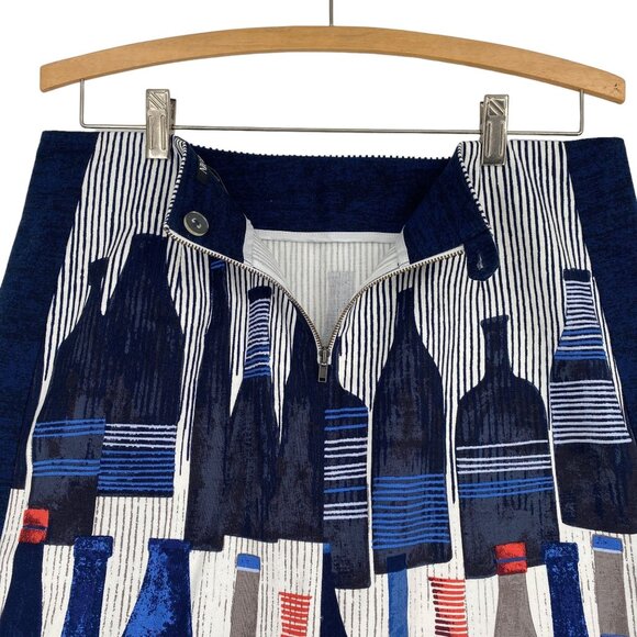 NWT NIC+ZOE 10P Pencil Skirt French Wine Bottle Print Navy Mid Rise Pinstripe - Picture 6 of 12